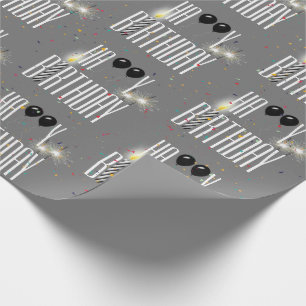 Happy Birthday Balloons and Confetti   Wrapping Paper