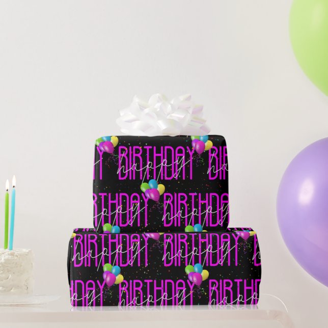 Happy Birthday Balloons and Confetti Wrapping Paper (Party Gifts)