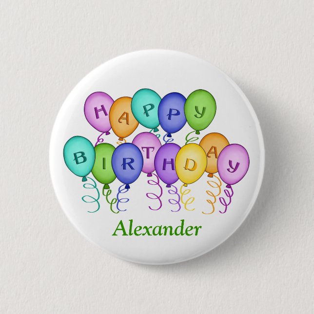 Happy Birthday Balloons Button (Front)