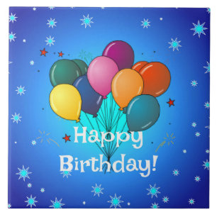 Happy Birthday balloons Ceramic Tile