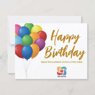 Happy Birthday Balloons Chic Custom Company Logo Card