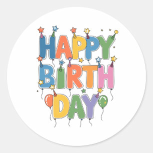Happy Birthday Balloons Classic Round Sticker