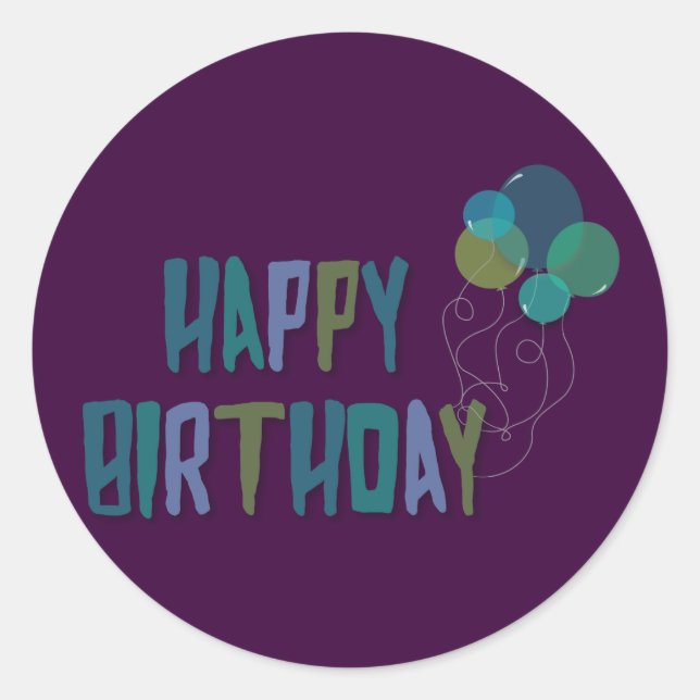 Happy Birthday Balloons Classic Round Sticker (Front)