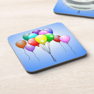 Happy Birthday Balloons Cork Coaster