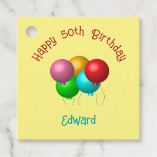 Happy Birthday Balloons Custom Text Year  Favour Tags