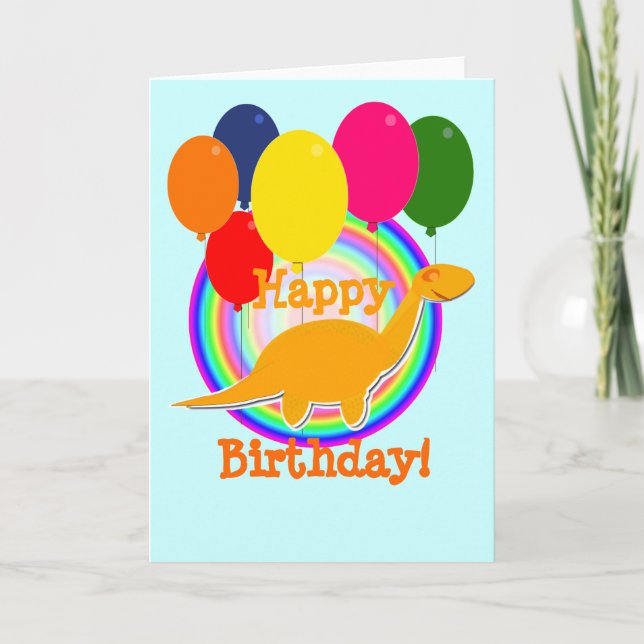Happy Birthday Balloons Dinosaur Card (Front)