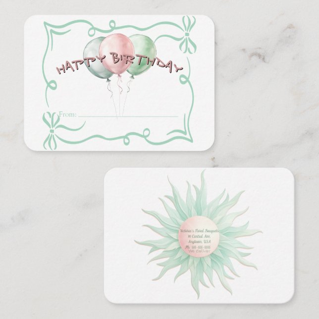 HAPPY BIRTHDAY Balloons Florist Gift Card (Front/Back)