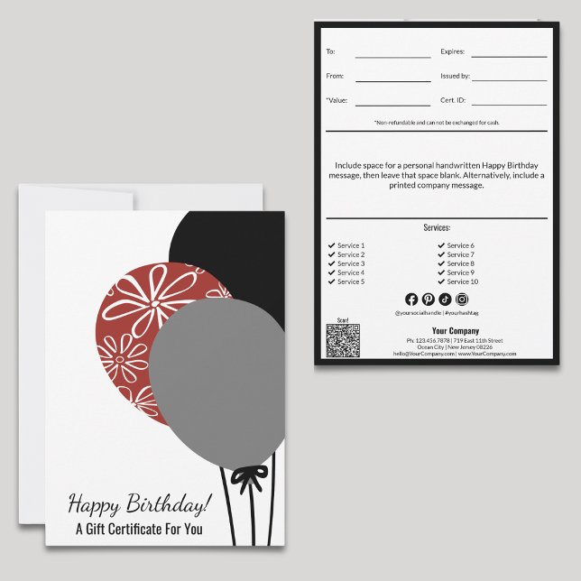Happy Birthday Balloons Gift Certificate (Creator Uploaded)
