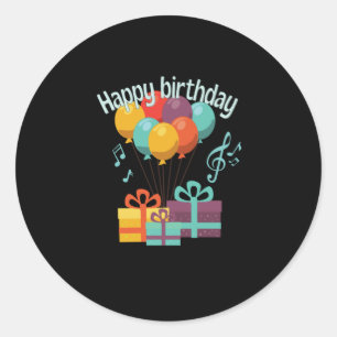 Happy Birthday Balloons Gifts Kids Party Favour Classic Round Sticker
