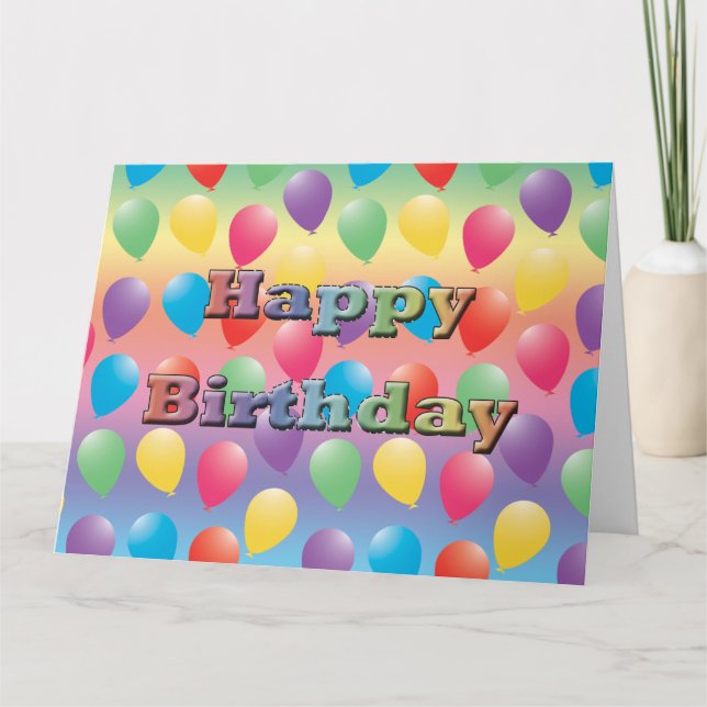 Happy Birthday Balloons Greeting Card (Front)