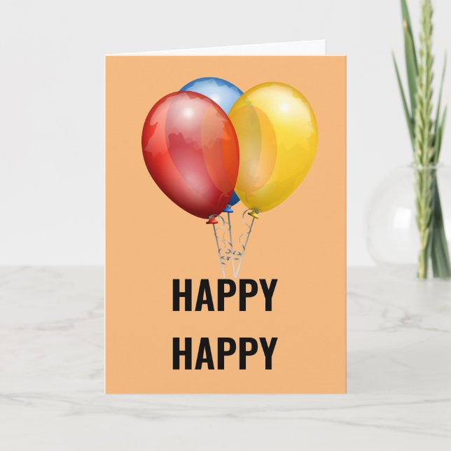 HAPPY BIRTHDAY BALLOONS GREETING CARD (Front)