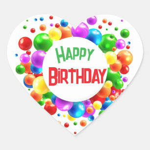 Happy Birthday Balloons Heart Sticker