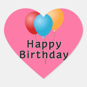 Happy Birthday Balloons Heart Sticker