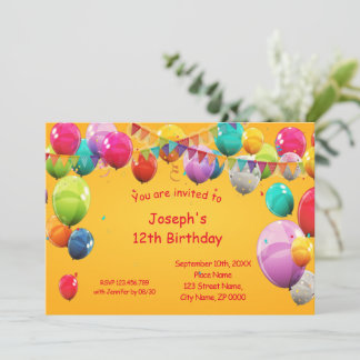 HAPPY BIRTHDAY BALLOONS  INVITATION