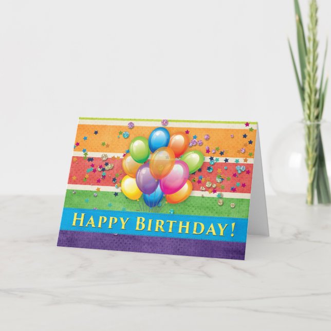 Happy Birthday Balloons Multi Colour Card (Front)