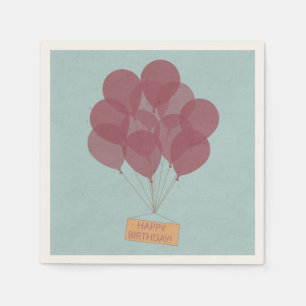 Happy birthday balloons napkin