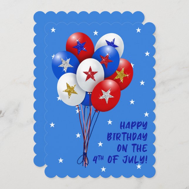 Happy Birthday Balloons On 4th of July (Front/Back)