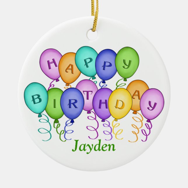 Happy Birthday Balloons Ornament (Front)