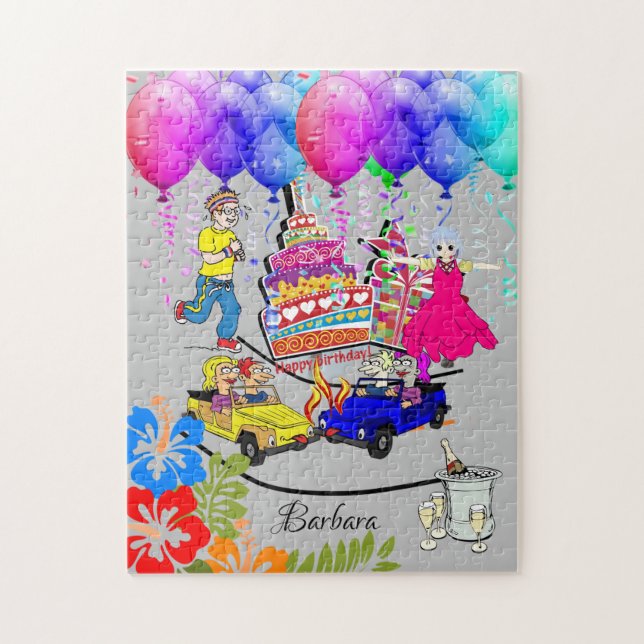 Happy Birthday Balloons Over the Hill Cake Jigsaw Puzzle (Vertical)