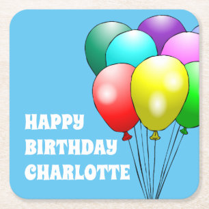 Happy Birthday Balloons Paper Coasters