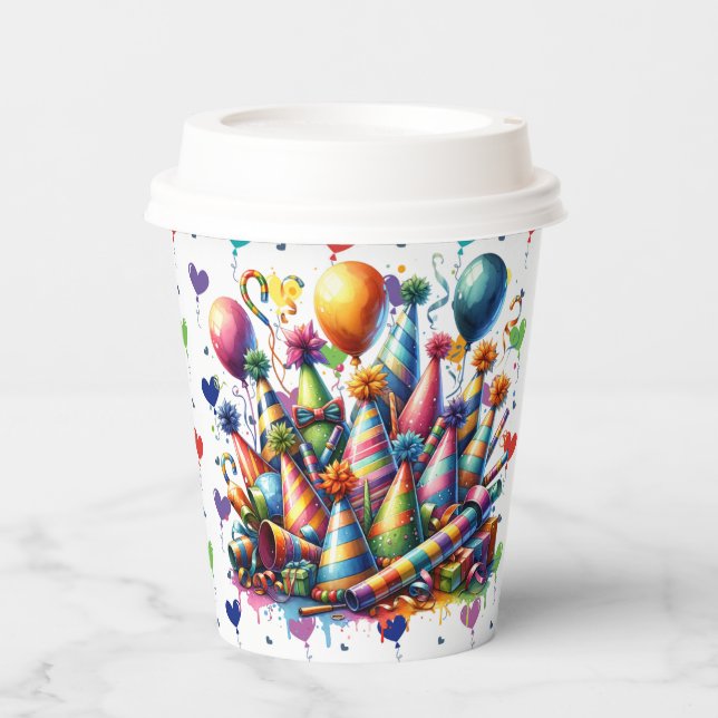 Happy Birthday Balloons Paper Cups (Front)