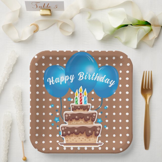 Happy Birthday Balloons  Paper Plate (Wedding)