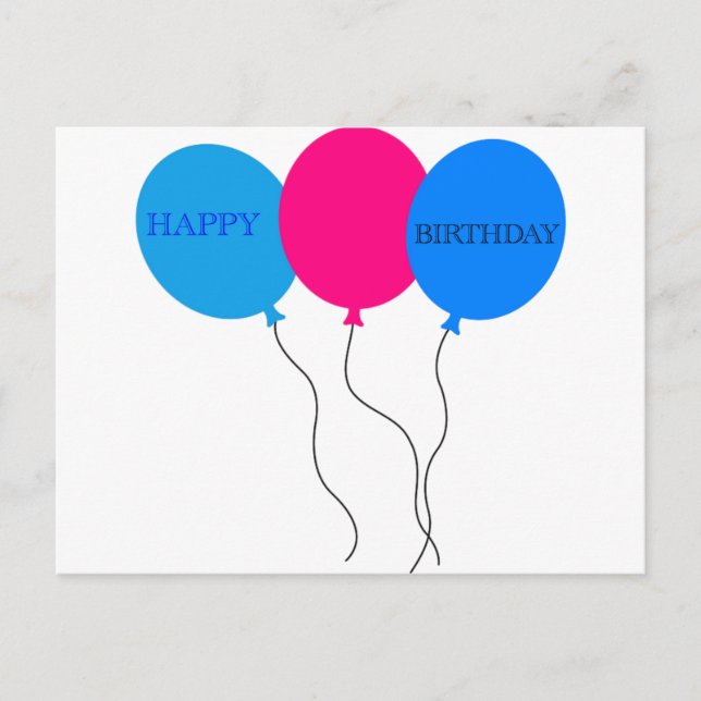 Happy Birthday Balloons Postcard (Front)
