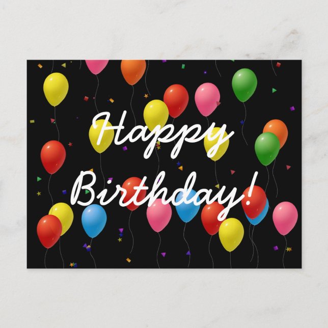Happy Birthday Balloons Postcard (Front)