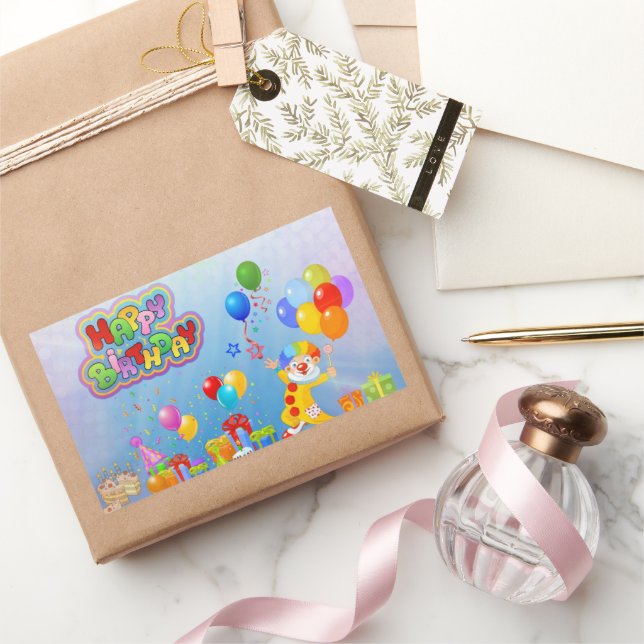 Happy Birthday Balloons Rectangular Sticker (Gifting)