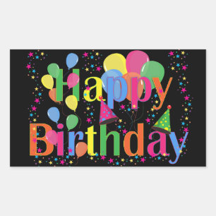 Happy Birthday Balloons Rectangular Sticker