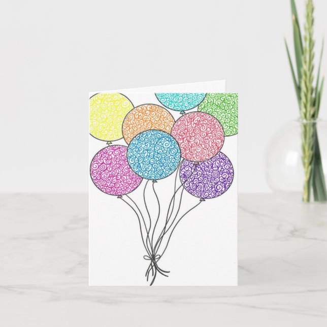 "Happy Birthday" Balloons small Card (Front)