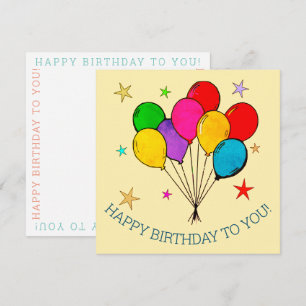 Happy Birthday Balloons & Stars Birthday Card
