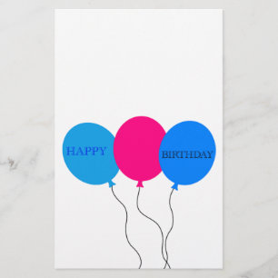 Happy Birthday Balloons Stationery