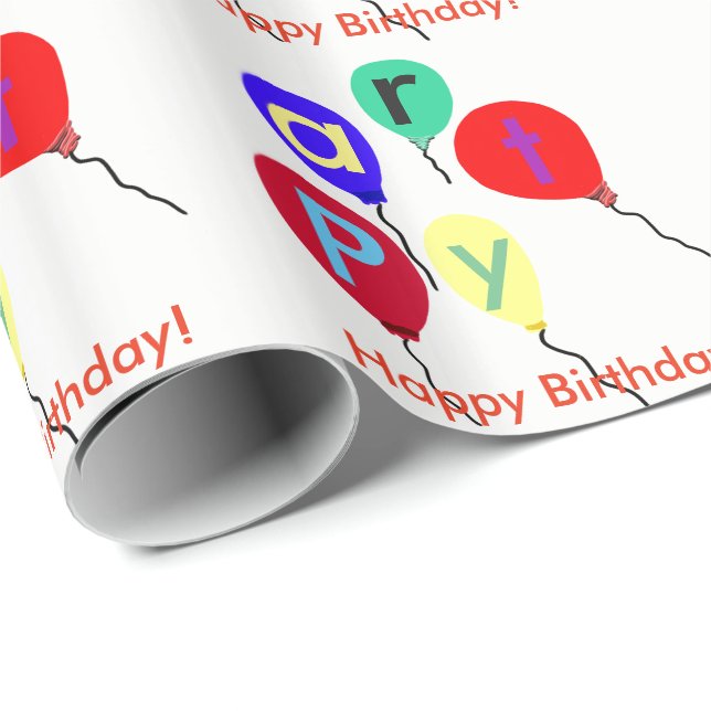 Happy Birthday Balloons Wrapping Paper (Roll Corner)