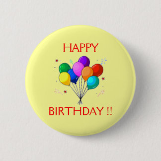 HAPPY BIRTHDAY BALOONS. 6 CM ROUND BADGE