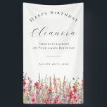Happy Birthday Banner 100th August Birth Flower<br><div class="desc">Elegant summer watercolor gladiolus flowers create a beautiful floral border at the bottom of this custom happy birthday banner,  gladiolus flowers are the August birth flower. A trendy font combination gives it a modern aesthetic. All of the text is editable.</div>