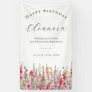 Happy Birthday Banner 60th August Birth Flower