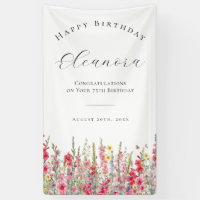 Happy Birthday Banner 75th August Birth Flower