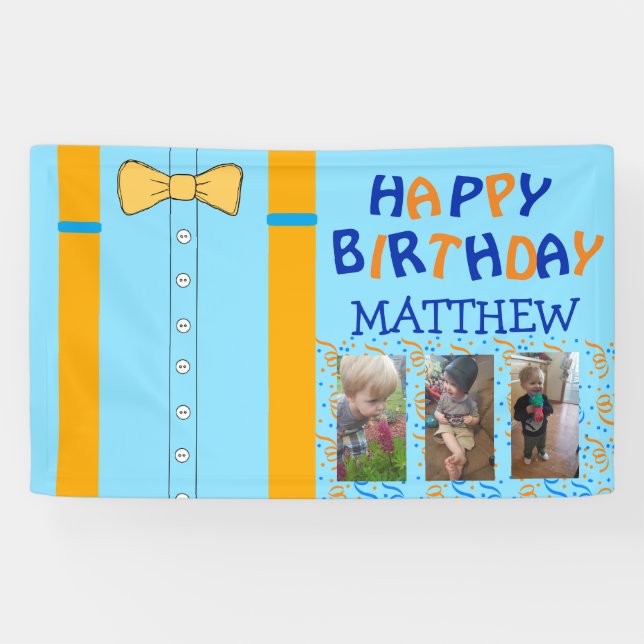 Happy Birthday Banner, Boy's Birthday Banner (Horizontal)