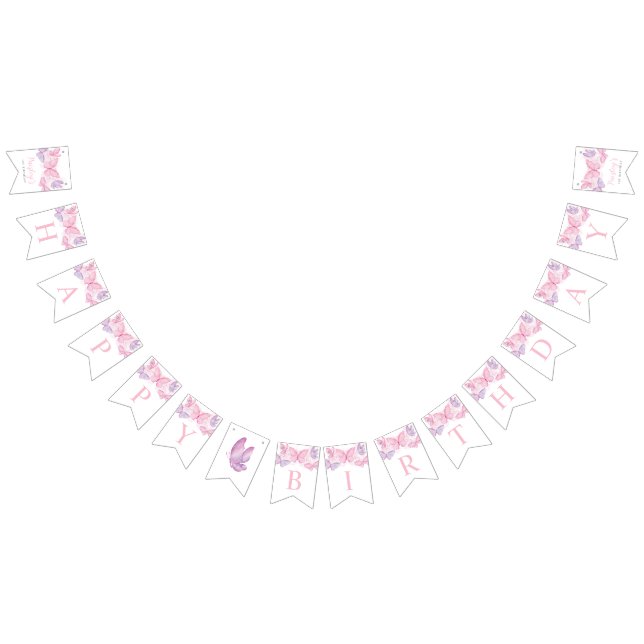 Happy Birthday Banner Girls Butterfly Bunting (All)