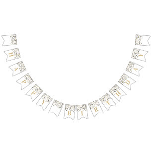 Happy Birthday Banner Gold Black Confetti