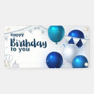 Happy Birthday Banner, Navy Blu Banner