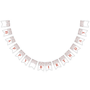 Happy Birthday Banner Red Black Confetti