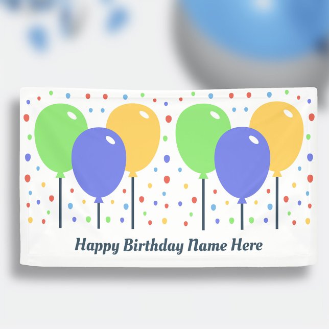 Happy Birthday Banner with Coloured Balloons (Happy Birthday Banner with Colored Balloons)