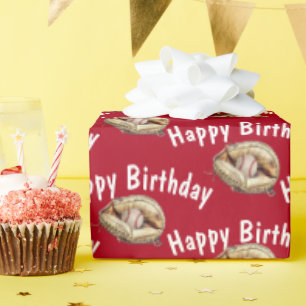 Happy Birthday baseball in glove Wrapping Paper