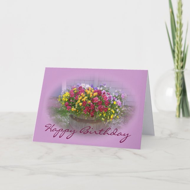 Happy Birthday Basket of Blossoms Card (Front)