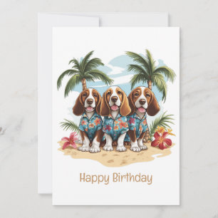 Happy Birthday Basset Hound Dogs Hawaiian Shirts Card