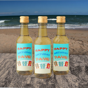 Happy Birthday Beach Party Custom Wine Label
