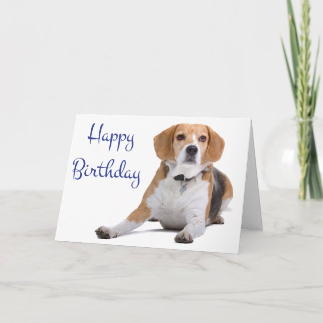 Happy Birthday Beagle Puppy Dog Greeting Card (Front)