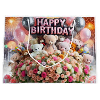 Happy Birthday, bear cubs, by Natasha Us Large Gift Bag